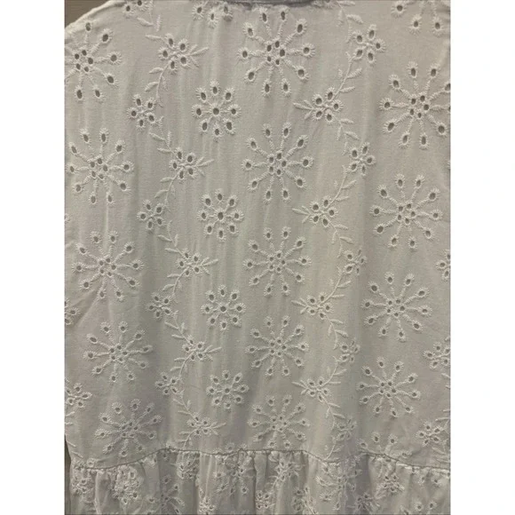 Laura Bianchi Italy Eyelet Midi Dress White Cotton Tiered Cottagecore Lined Sz S - Picture 13 of 16
